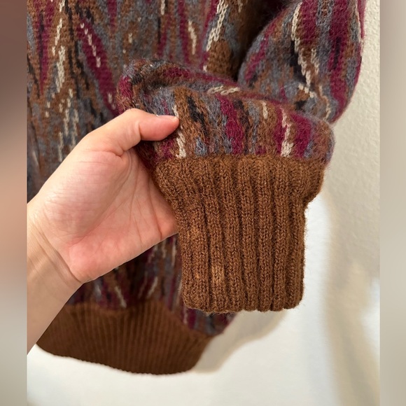 🧥 VINTAGE 🧥 MIXAGE Mohair Wool Button Sweater Brown Pattern Double-Breasted - Picture 10 of 13